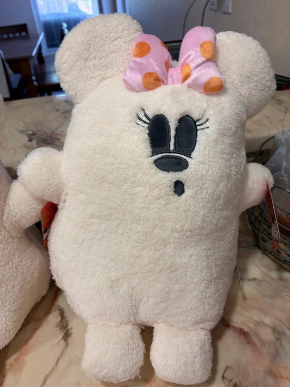 Disney Cream Plush Cartoon Character with Orange Bow